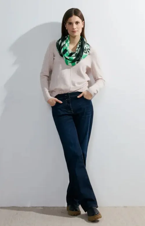 572377- Green Print Loop Scarf - Cecil