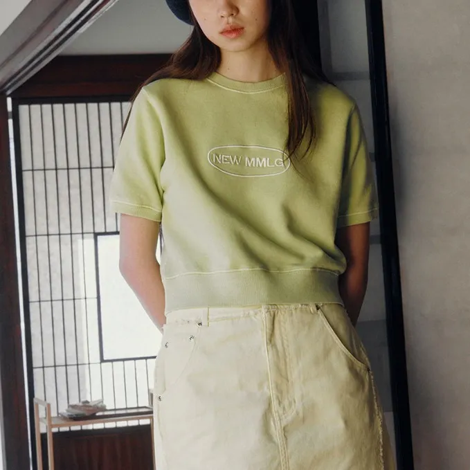 87MM  |Crew Neck Street Style U-Neck Plain Cotton Short Sleeves