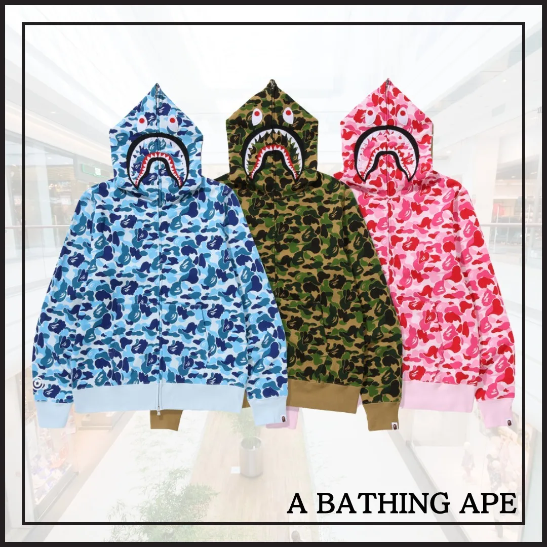 A BATHING APE  |Camouflage Street Style Long Sleeves Other Animal Patterns