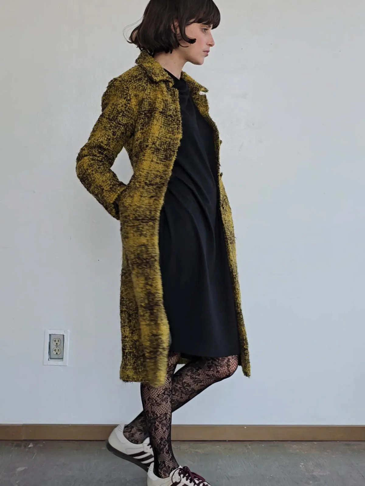 Agnes B Mohair Coat - Mustard