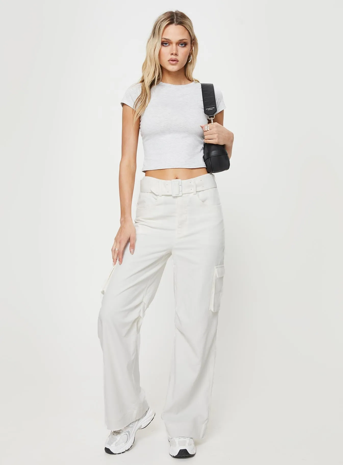 Aidane Cord Cargo Pants White