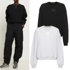 Alexander Wang  |Crew Neck Unisex Street Style Long Sleeves Plain Cotton