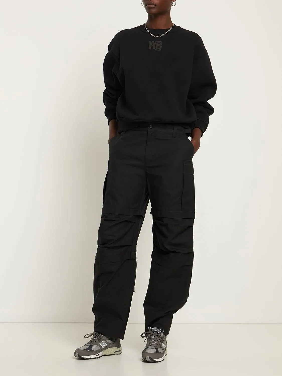 Alexander Wang  |Crew Neck Unisex Street Style Long Sleeves Plain Cotton