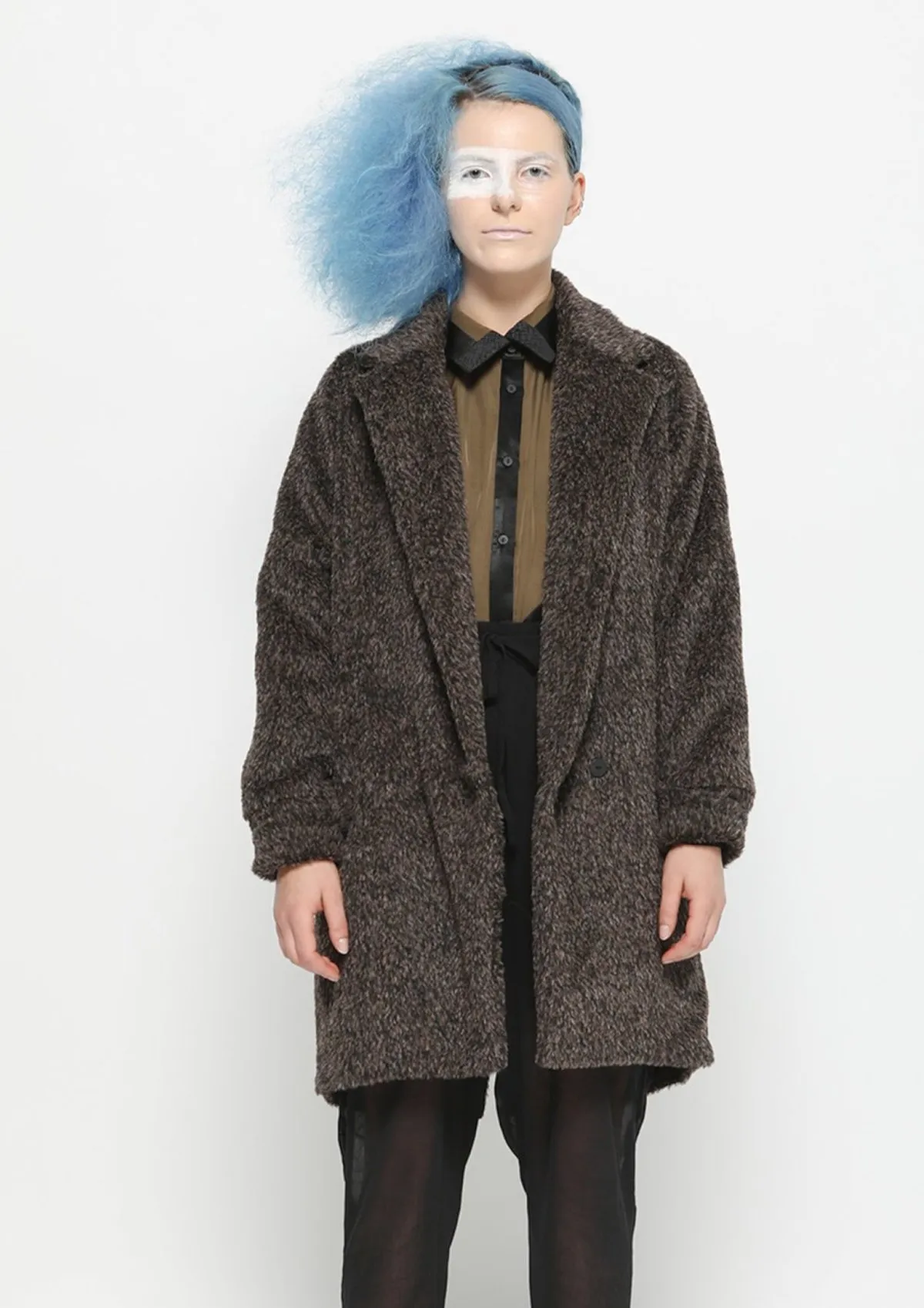 ALPACA SHAGGY COAT - brown/black