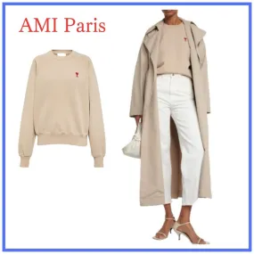 AMI PARIS  |Crew Neck Heart Unisex Street Style Long Sleeves Plain