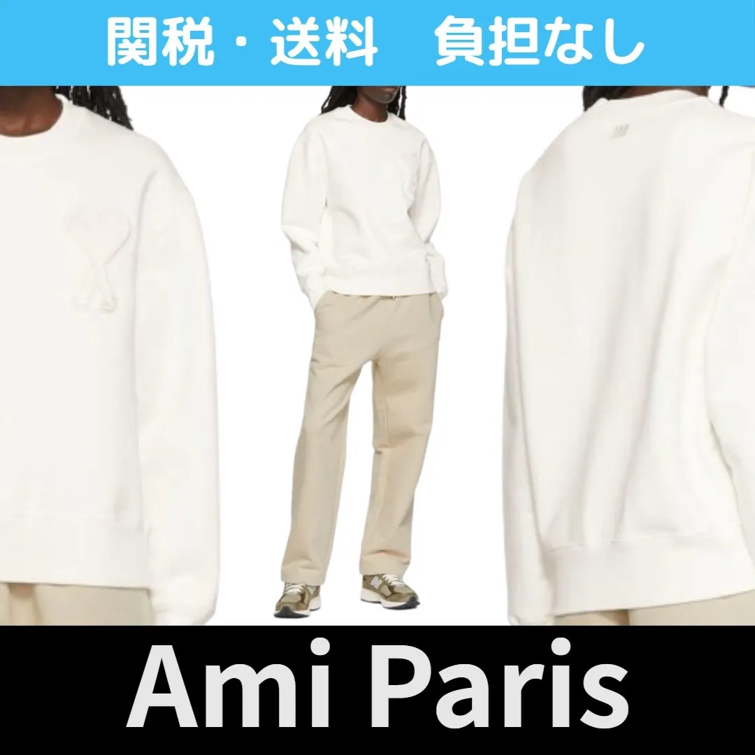 AMI PARIS  |Crew Neck Unisex Street Style Long Sleeves Plain Cotton