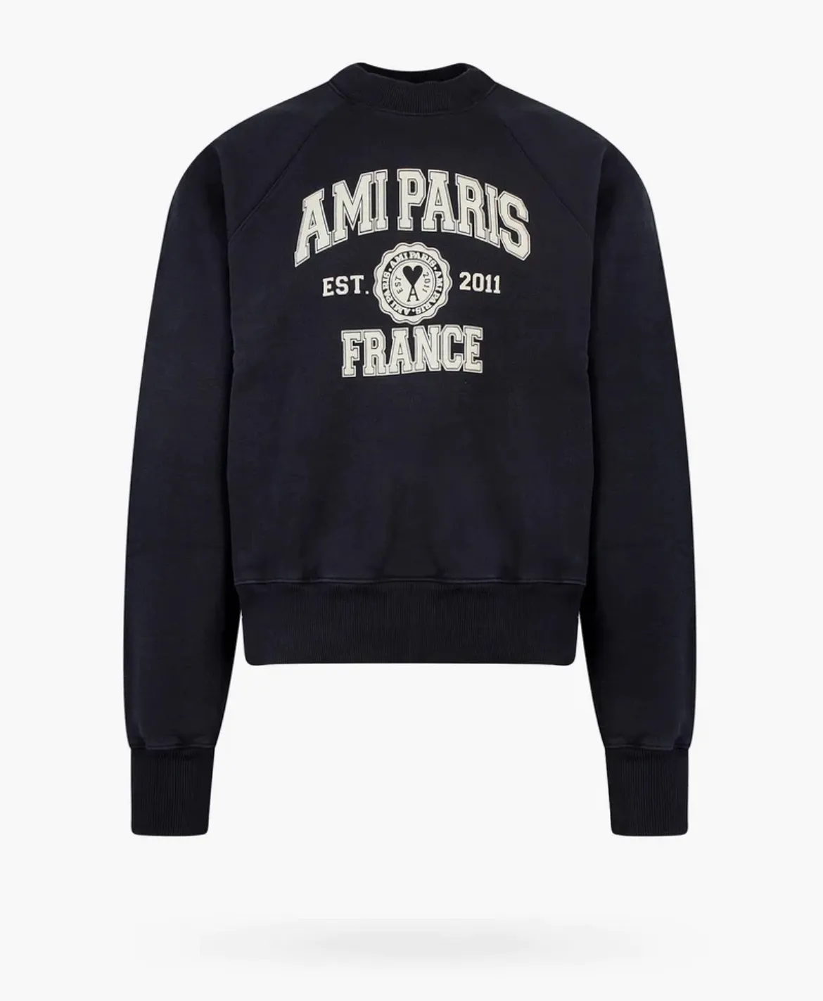 AMI PARIS  |Street Style U-Neck Long Sleeves Plain Cotton Medium Logo