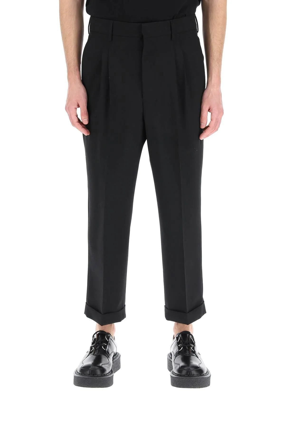 AMI Pleated Cropped Trousers