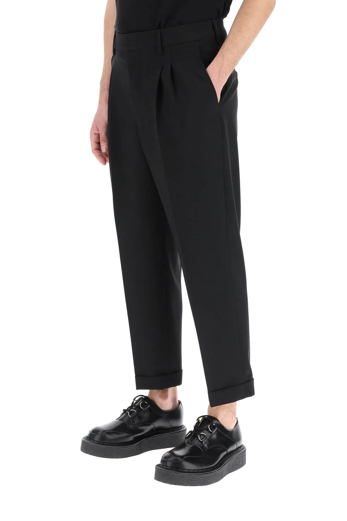 AMI Pleated Cropped Trousers