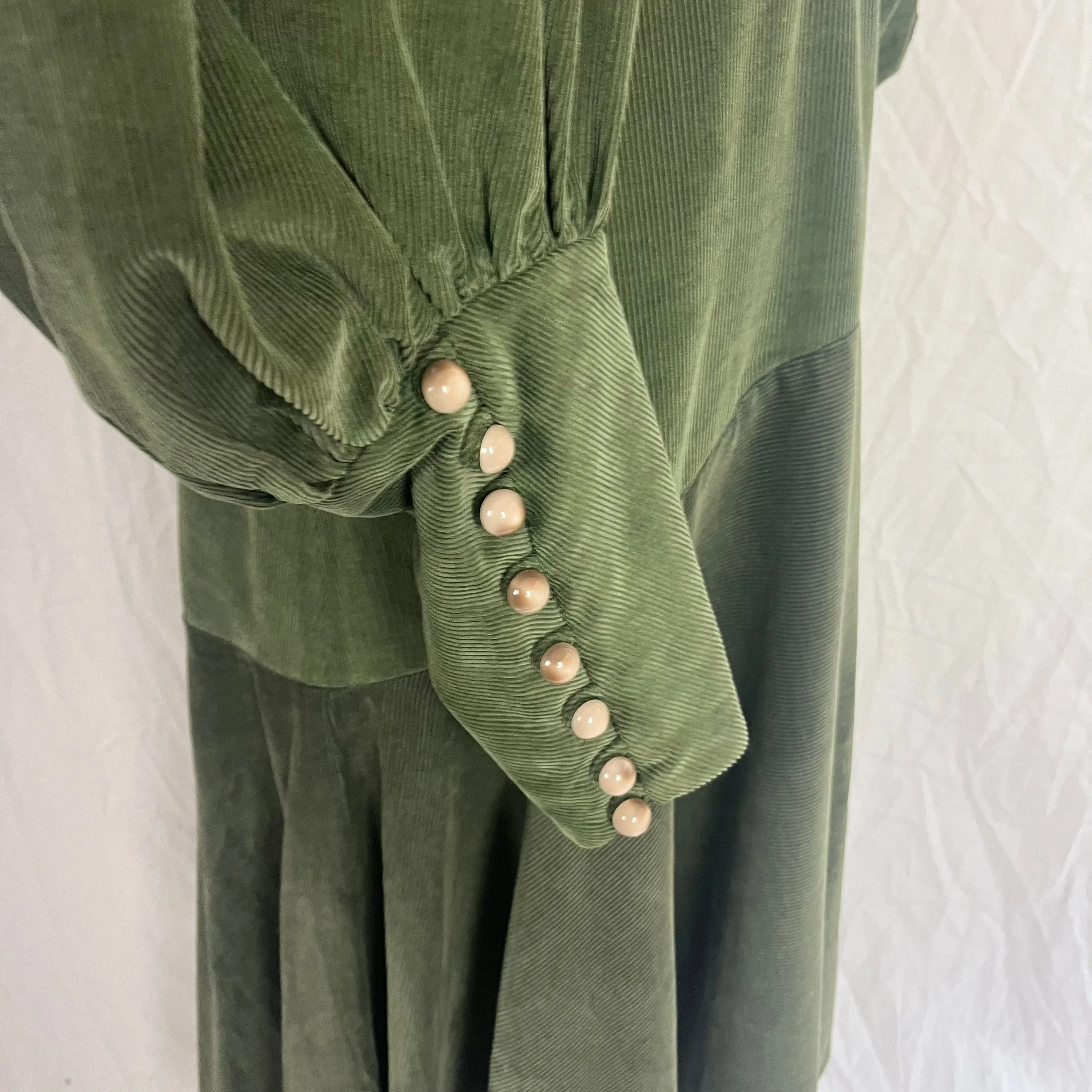 Anna Mason Olive Corduroy Maxi Dress S