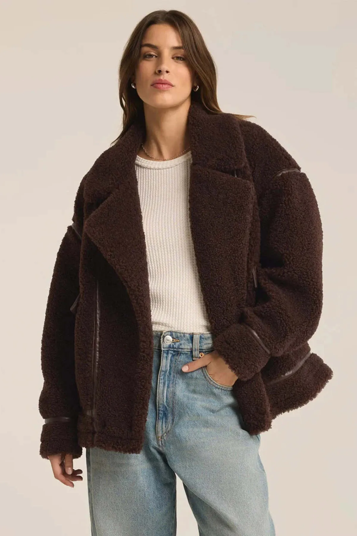 Ari Sherpa Coat - Dark Chocolate