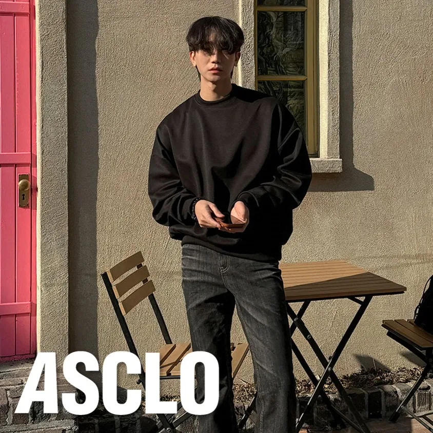 ASCLO  |Crew Neck Unisex Sweat Street Style Long Sleeves Plain