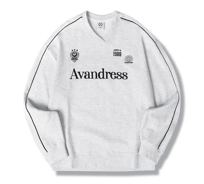 AVANDRESS  |Unisex Street Style V-Neck Long Sleeves Plain Cotton