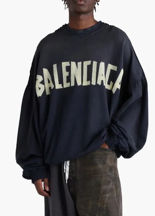 BALENCIAGA  |Unisex Street Style U-Neck Long Sleeves Plain Cotton