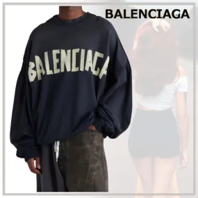 BALENCIAGA  |Unisex Street Style U-Neck Long Sleeves Plain Cotton