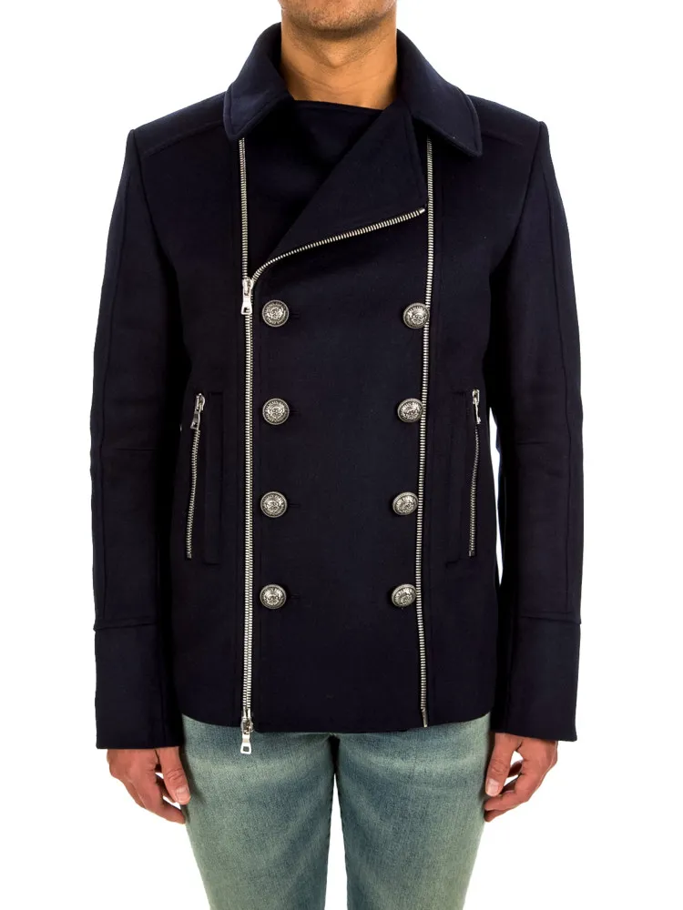 Balmain Zipped Peacoat | Credomen