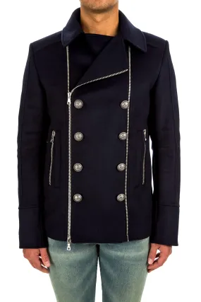 Balmain Zipped Peacoat | Credomen