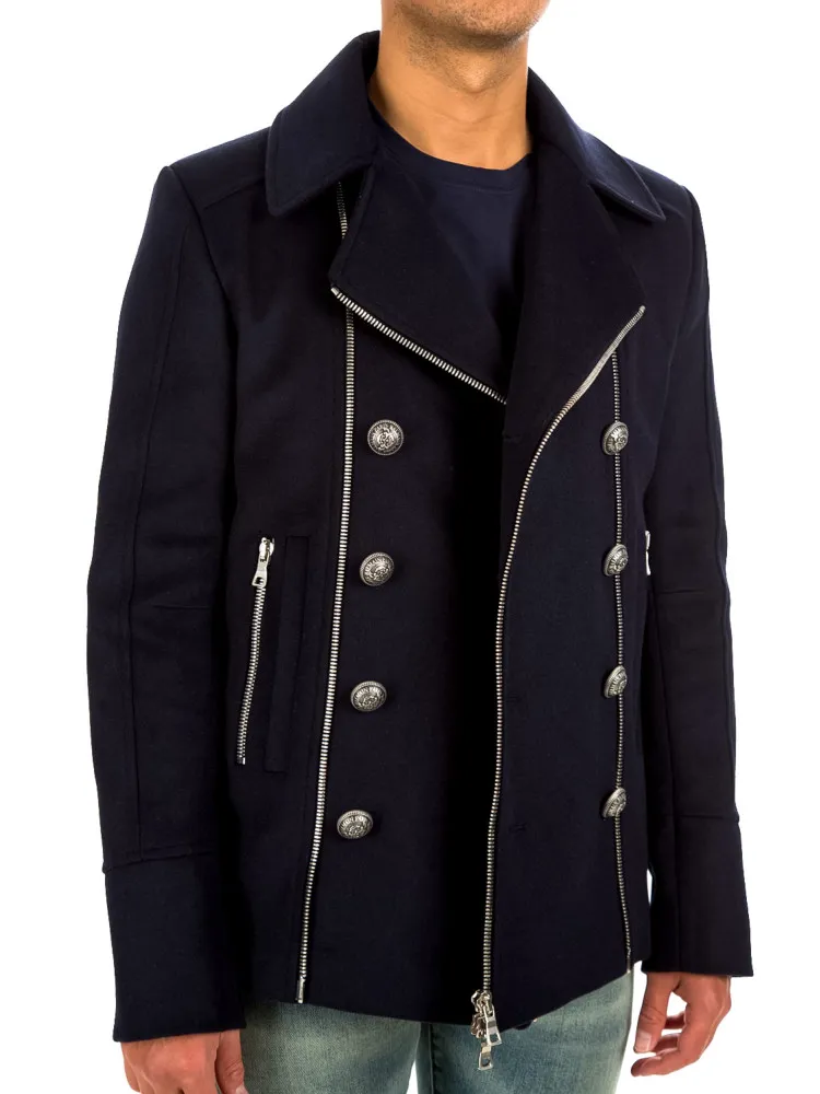 Balmain Zipped Peacoat | Credomen