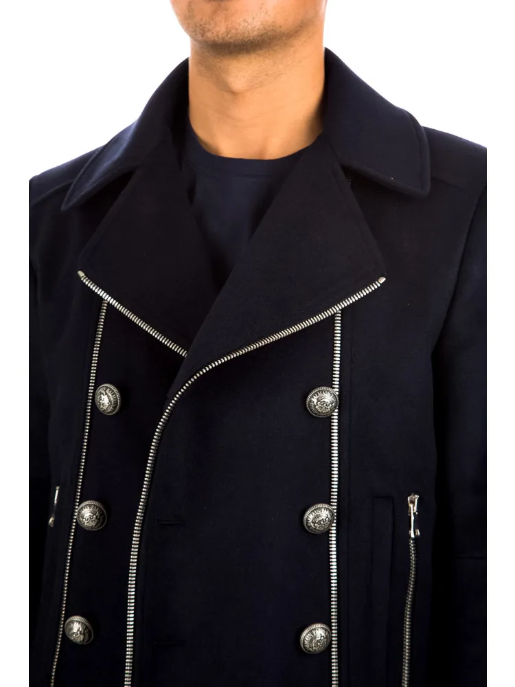 Balmain Zipped Peacoat | Credomen