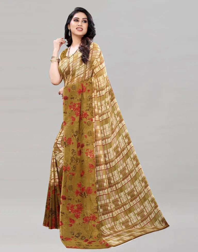 Beige Printed Saree