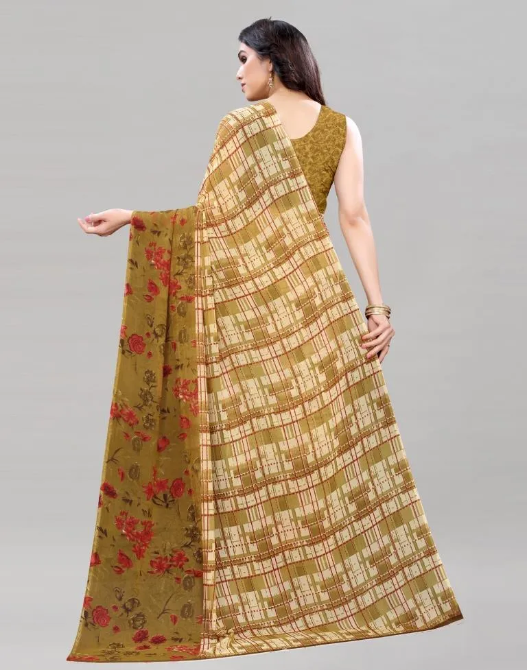 Beige Printed Saree