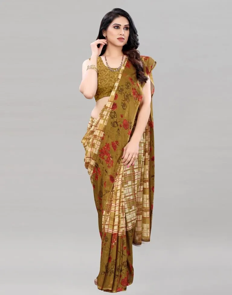 Beige Printed Saree