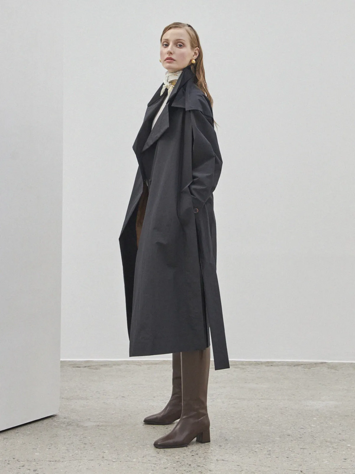 Belted Single Trench Coat - Black