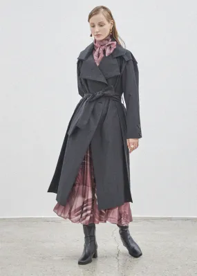 Belted Single Trench Coat - Black