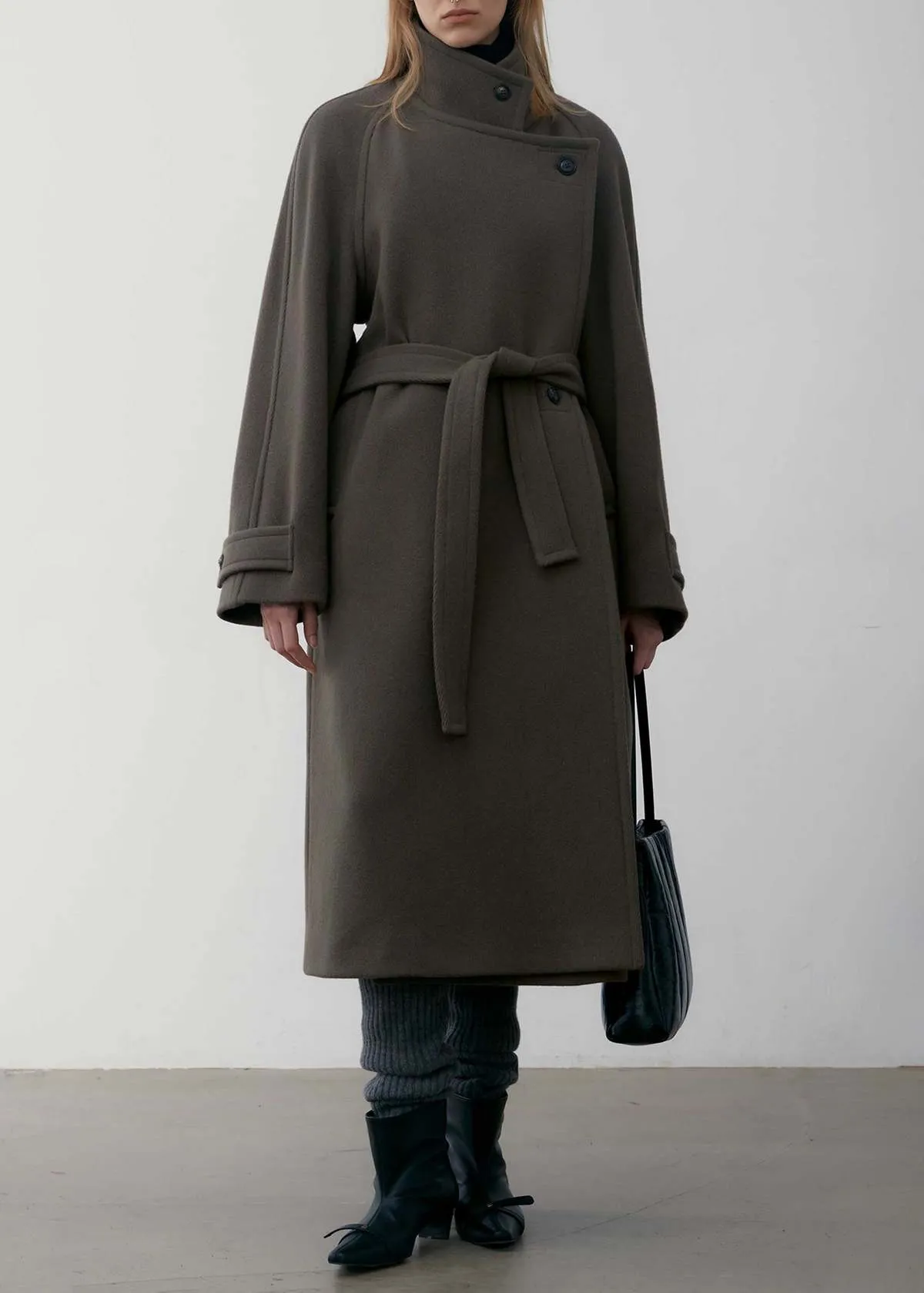 Belted Wrap Coat - Khaki