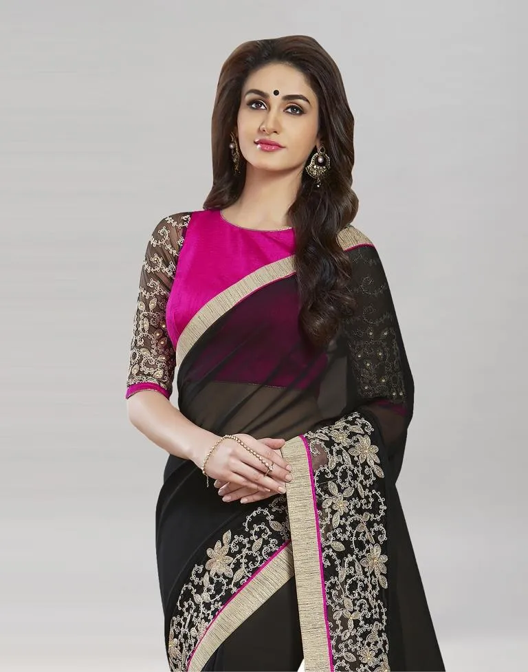 Black Embroidery Saree