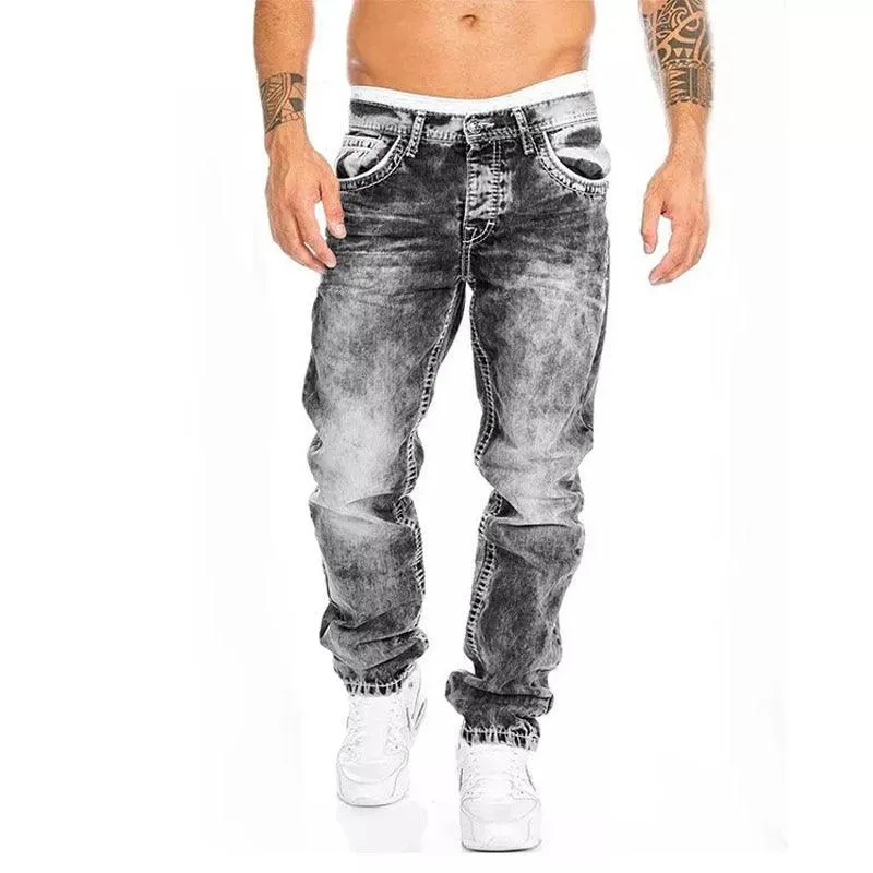 Black Goth Straight Skinny Jeans - Slim Fit Punk Denim Pants