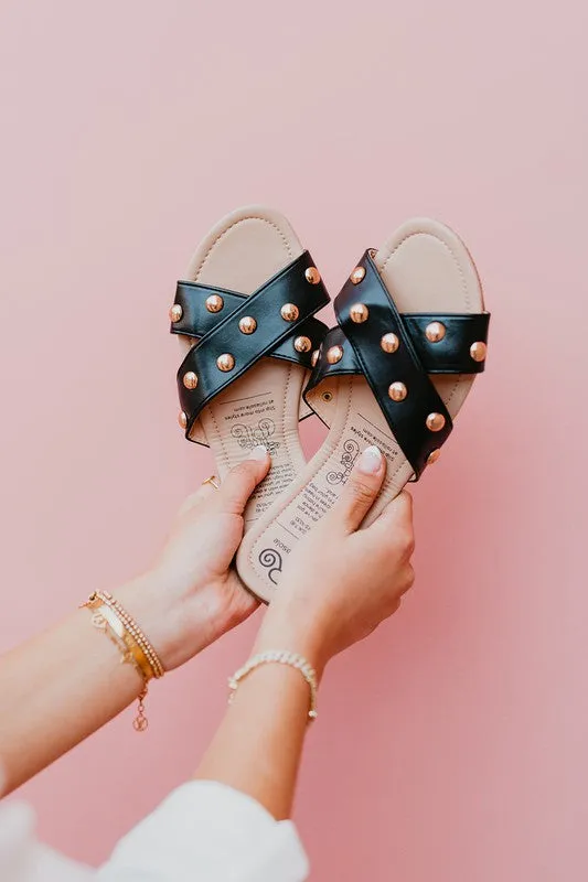 Black Studded Sandal Rollasole