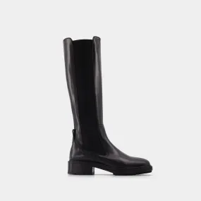 Blanca 40Mm Round Toe Tread in black leatherKnee High Boot