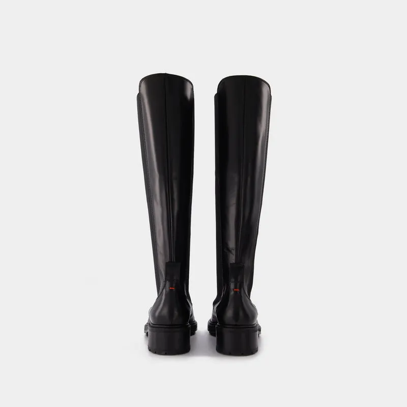 Blanca 40Mm Round Toe Tread in black leatherKnee High Boot