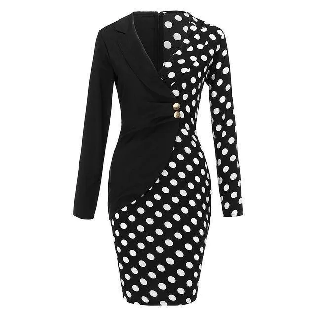 Blazer Dress, Bodycon Polka Dots Women Dress