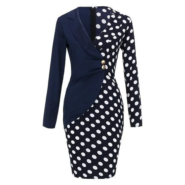 Blazer Dress, Bodycon Polka Dots Women Dress