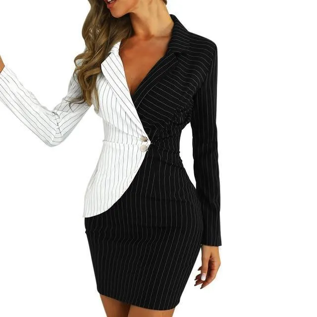 Blazer Dress, Striped Bodycon Women Blazer Dress