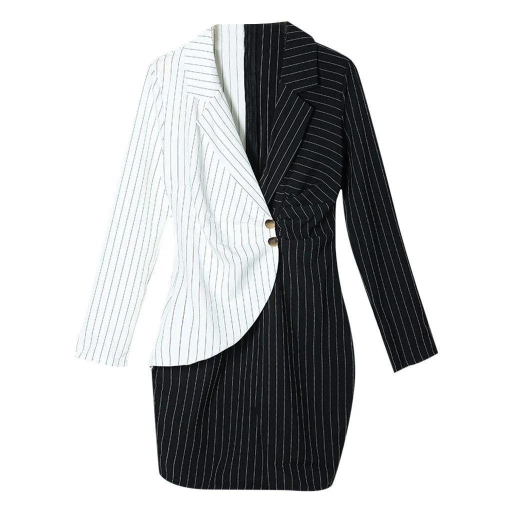 Blazer Dress, Striped Bodycon Women Blazer Dress