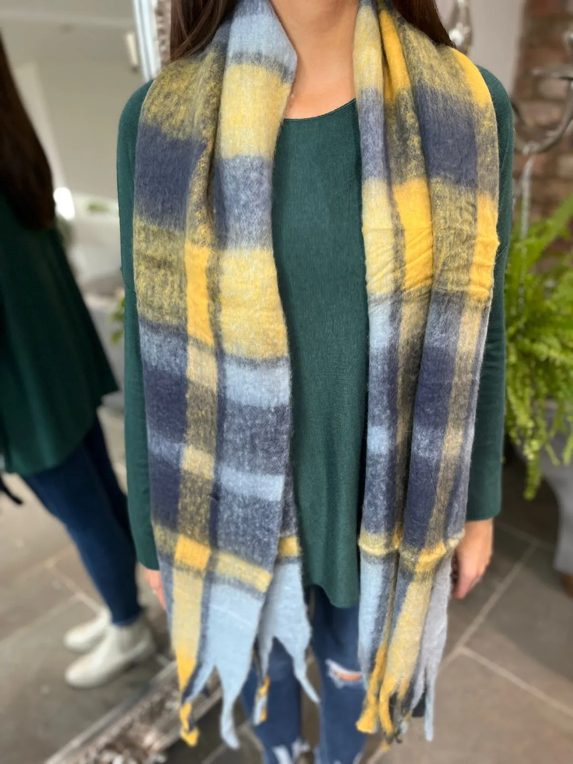 Blue Checked Cosy Scarf