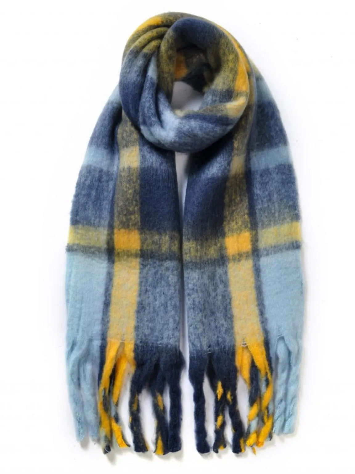 Blue Checked Cosy Scarf