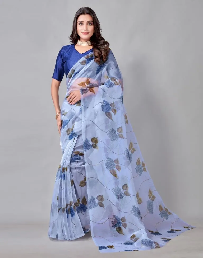 Blue Organza Saree