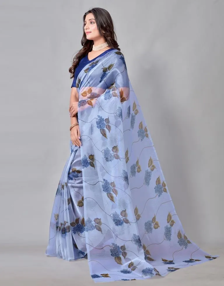 Blue Organza Saree