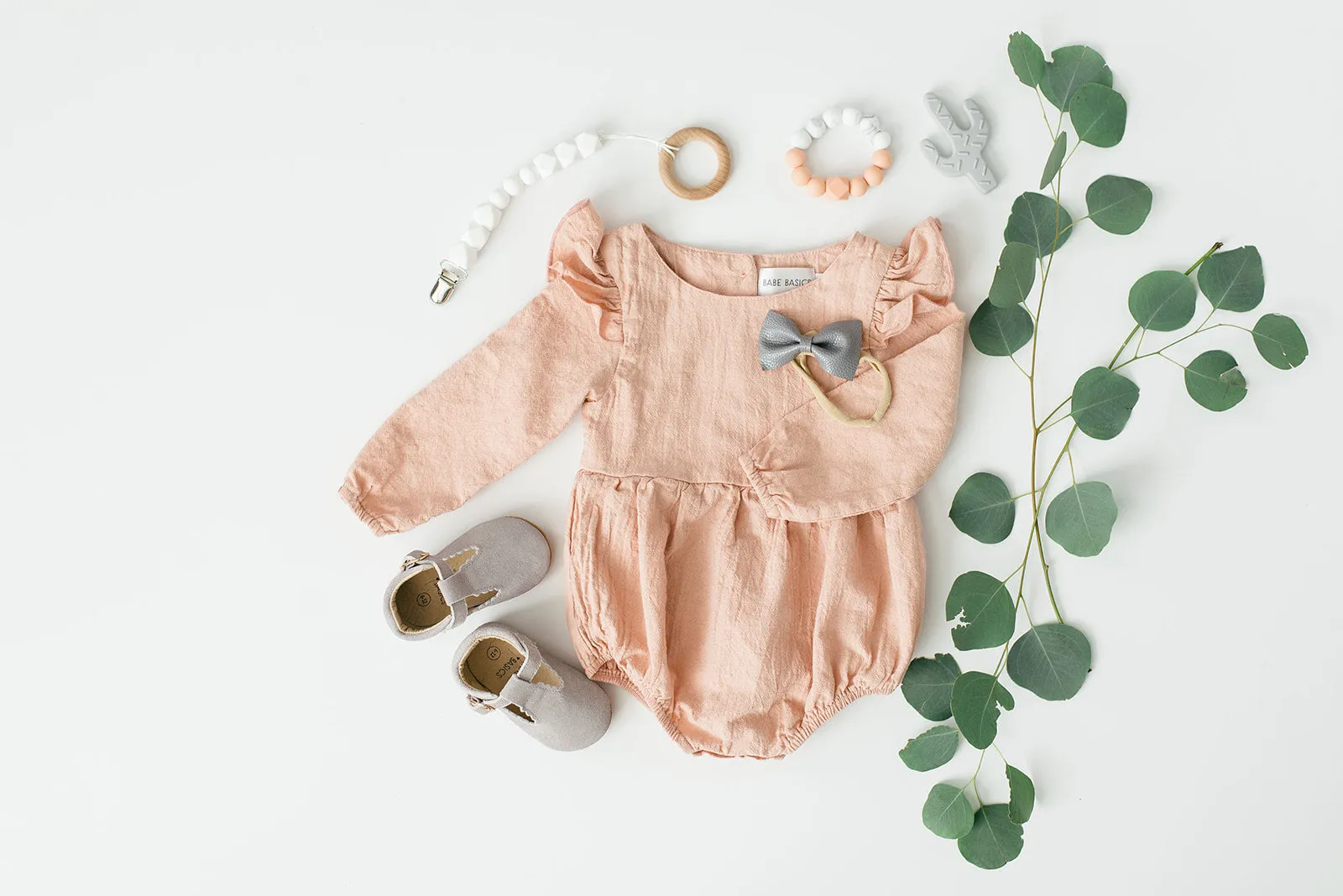 Blush Linen Flutter Sleeve Romper