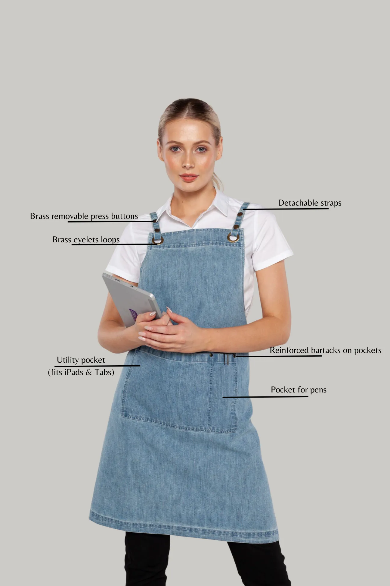 Bondi Crossover Apron Interchangeable straps Stone Wash