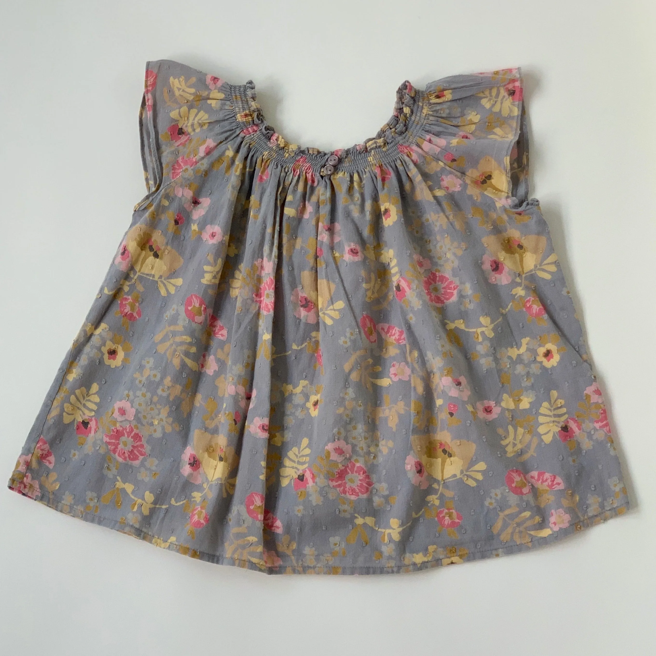 Bonpoint Floral Print Blouse With Flutter Sleeves: 6 Years