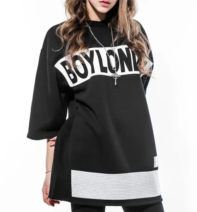 BOY LONDON  |Unisex Street Style U-Neck Cropped Cotton Long Fringes