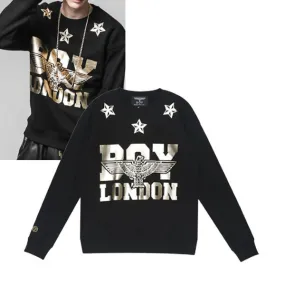 BOY LONDON  |Unisex Studded Street Style U-Neck Long Sleeves Cotton