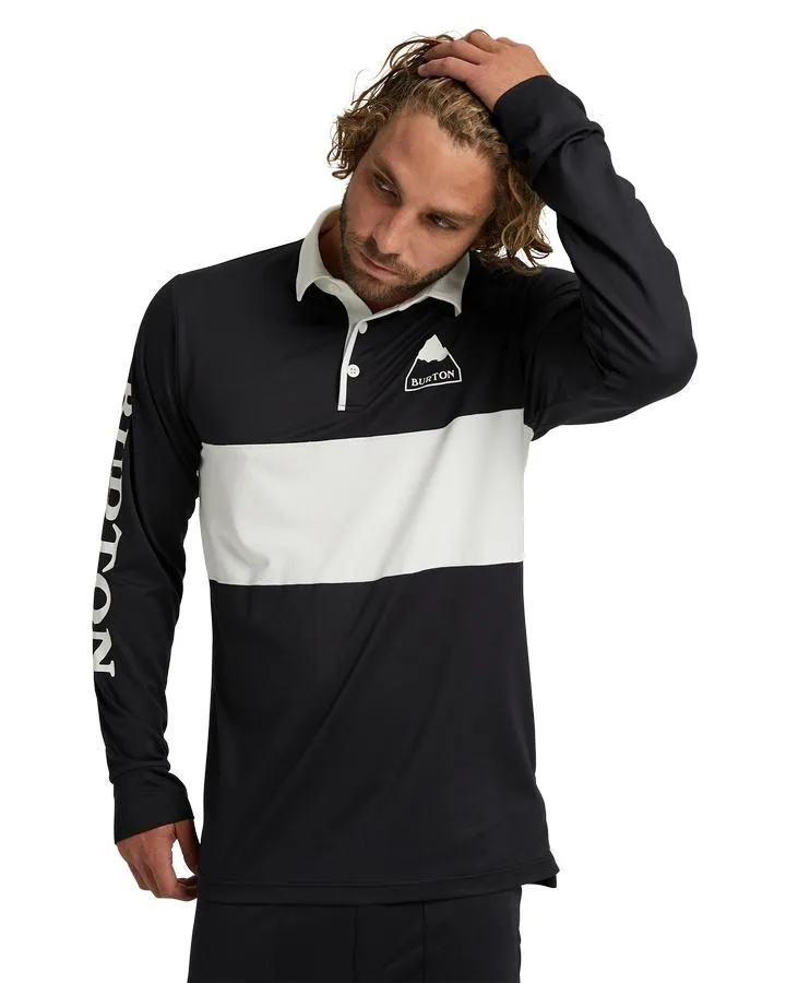 Burton Mens Midweight Base Layer Rugby Shirt - True Black/Stout White - 2023