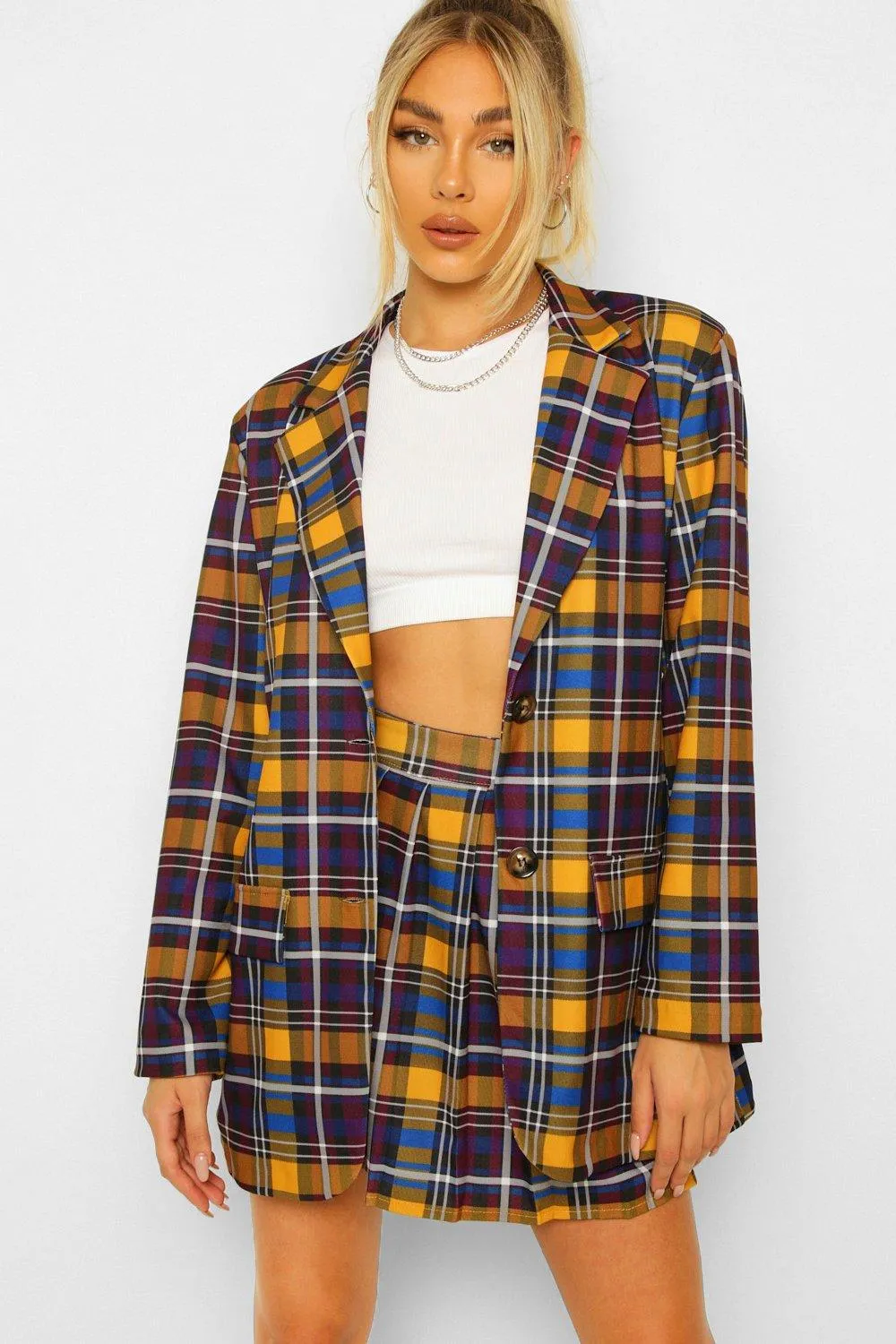 Checked Oversized Tailored Blazer