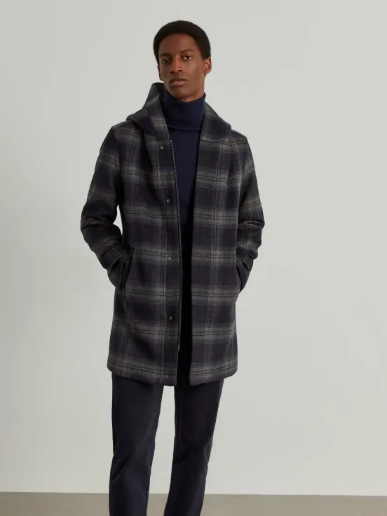 Checkered coat with hood